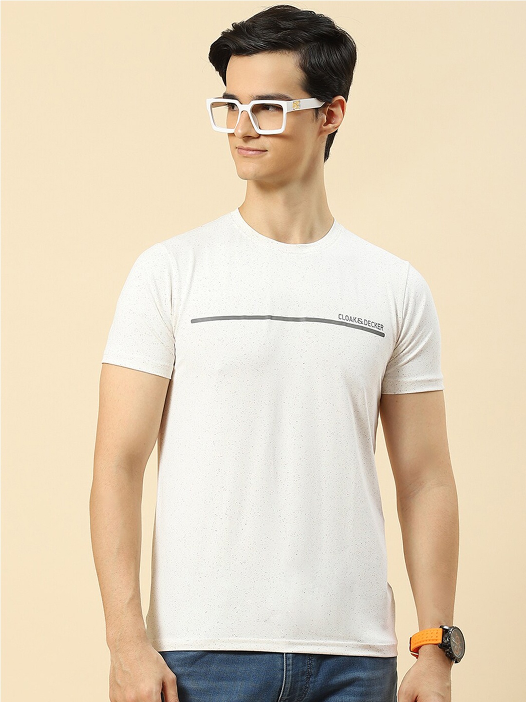 

Cloak & Decker by Monte Carlo Typography Printed Cotton Casual T-shirt, White