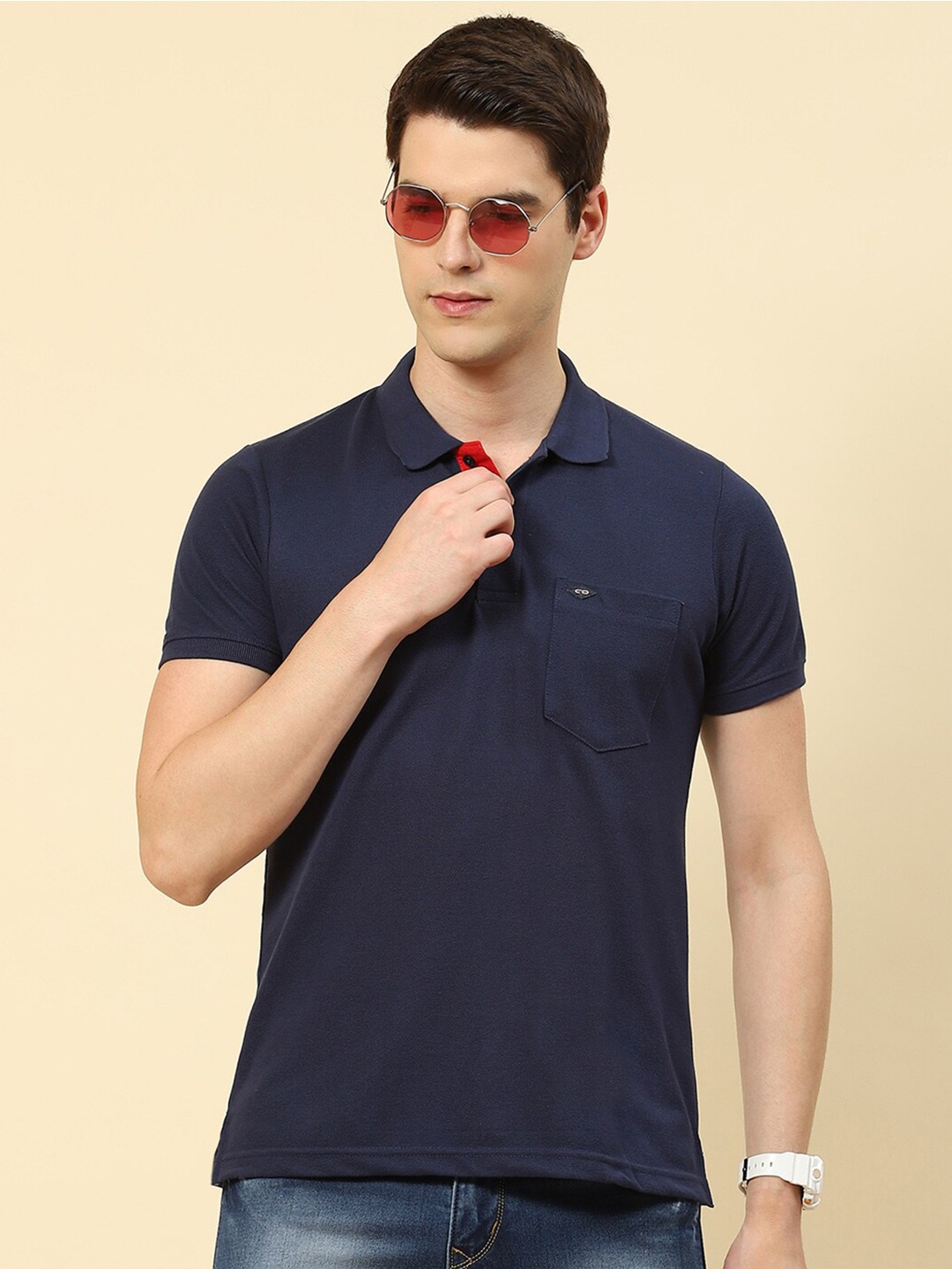 

Cloak & Decker by Monte Carlo Polo Collar Cotton T-shirt, Navy blue