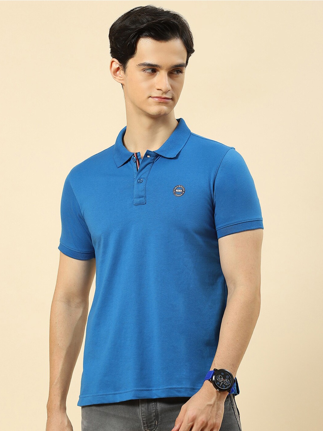 

Cloak & Decker by Monte Carlo Polo Collar Cotton T-shirt, Blue