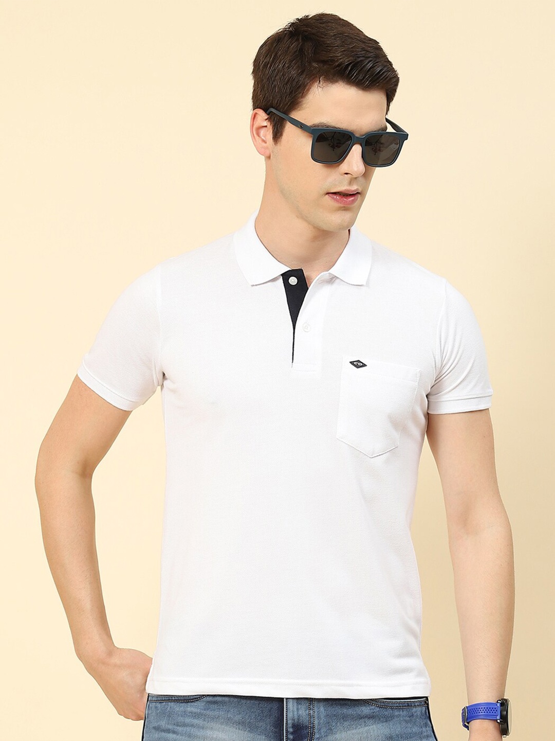 

Cloak & Decker by Monte Carlo Polo Collar Cotton T-shirt, White