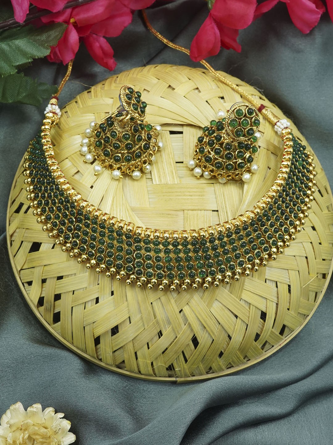 

GRIIHAM Gold-Plated AD-Studded Necklace & Earrings