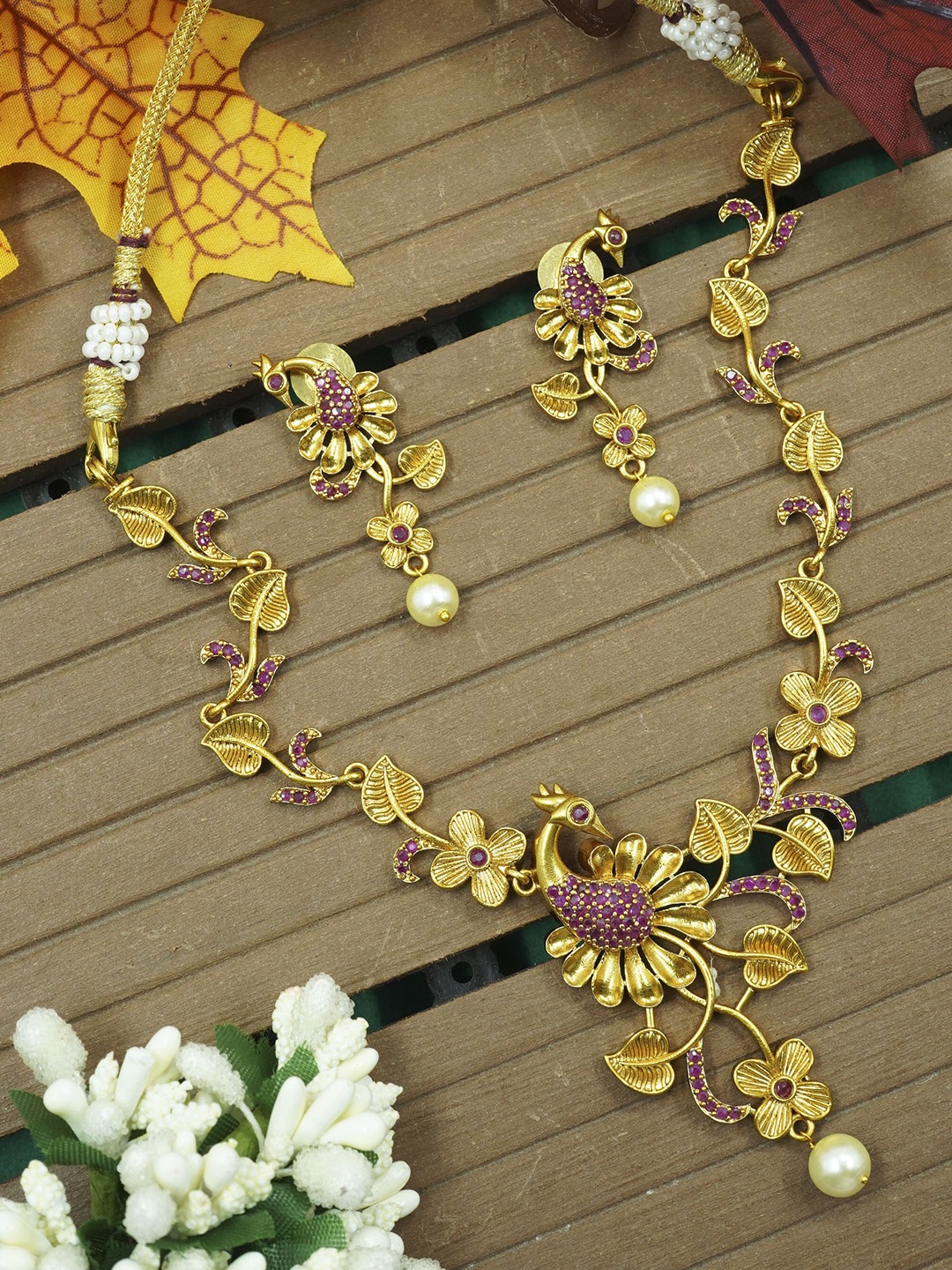 

GRIIHAM Gold-Plated AD-Studded Necklace & Earrings