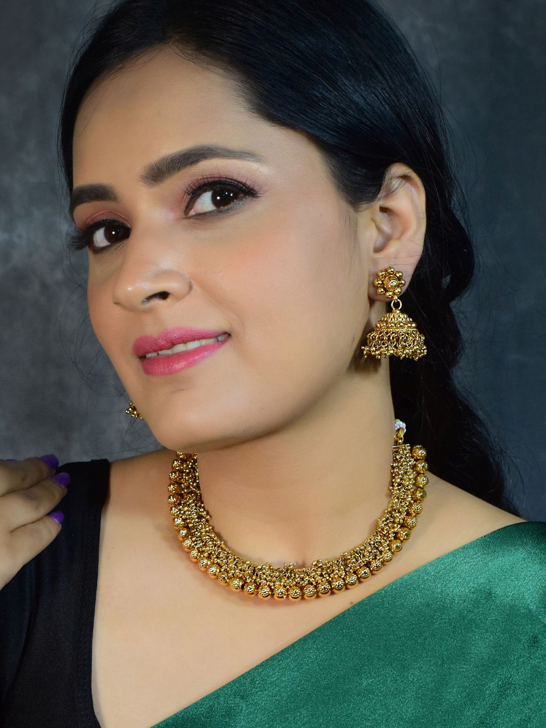 

GRIIHAM Gold-Plated Beaded Necklace & Earrings