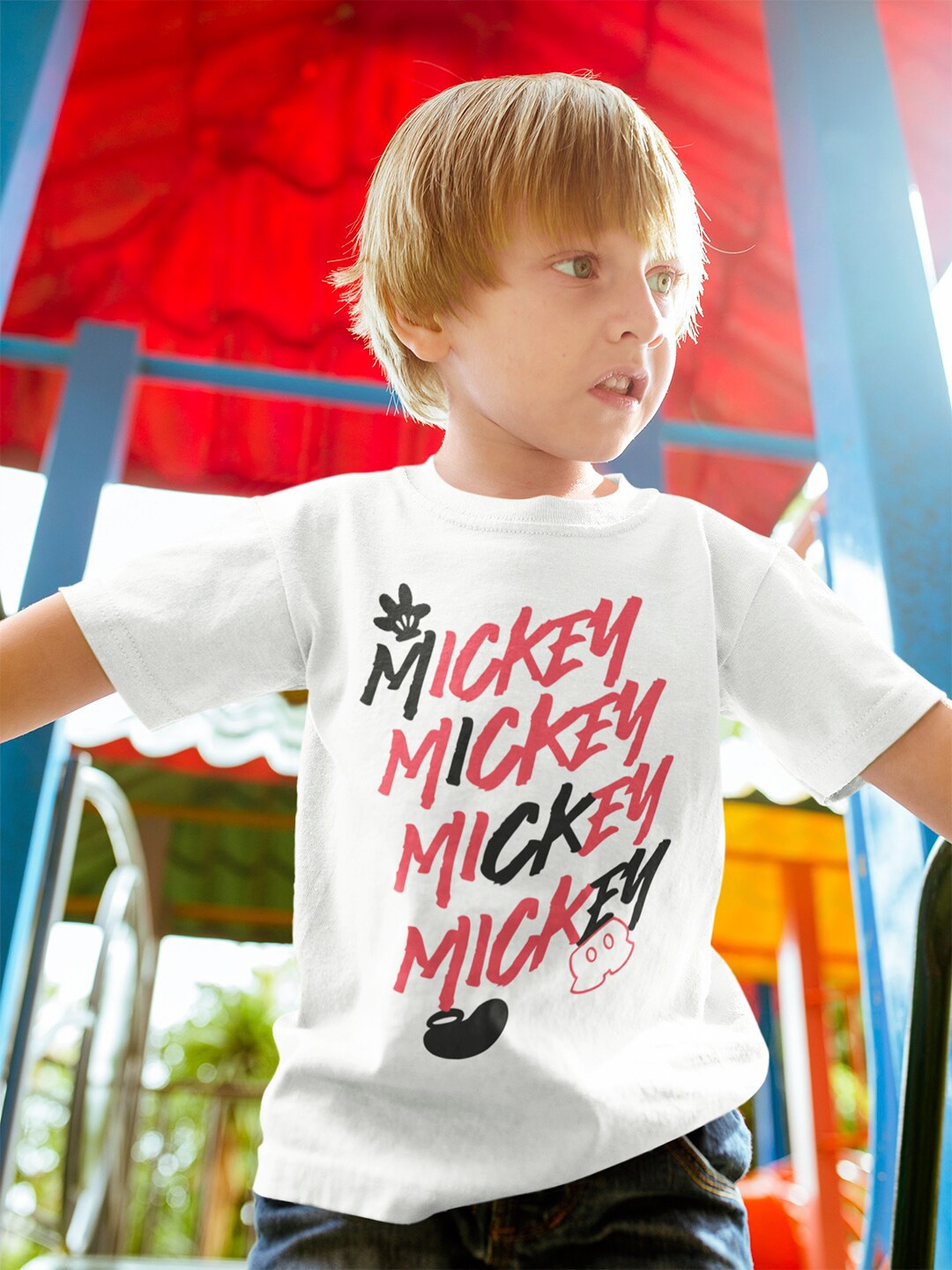 

KINSEY Boys Mickey Mouse Printed T-shirt, White