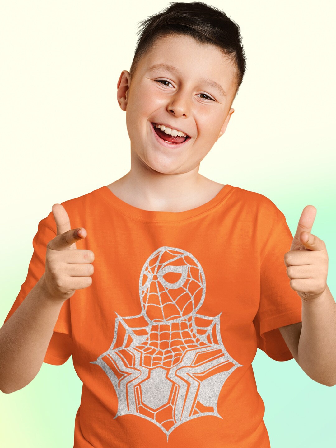 

KINSEY Boys Spider Man Printed Pure Cotton T-shirt, Orange