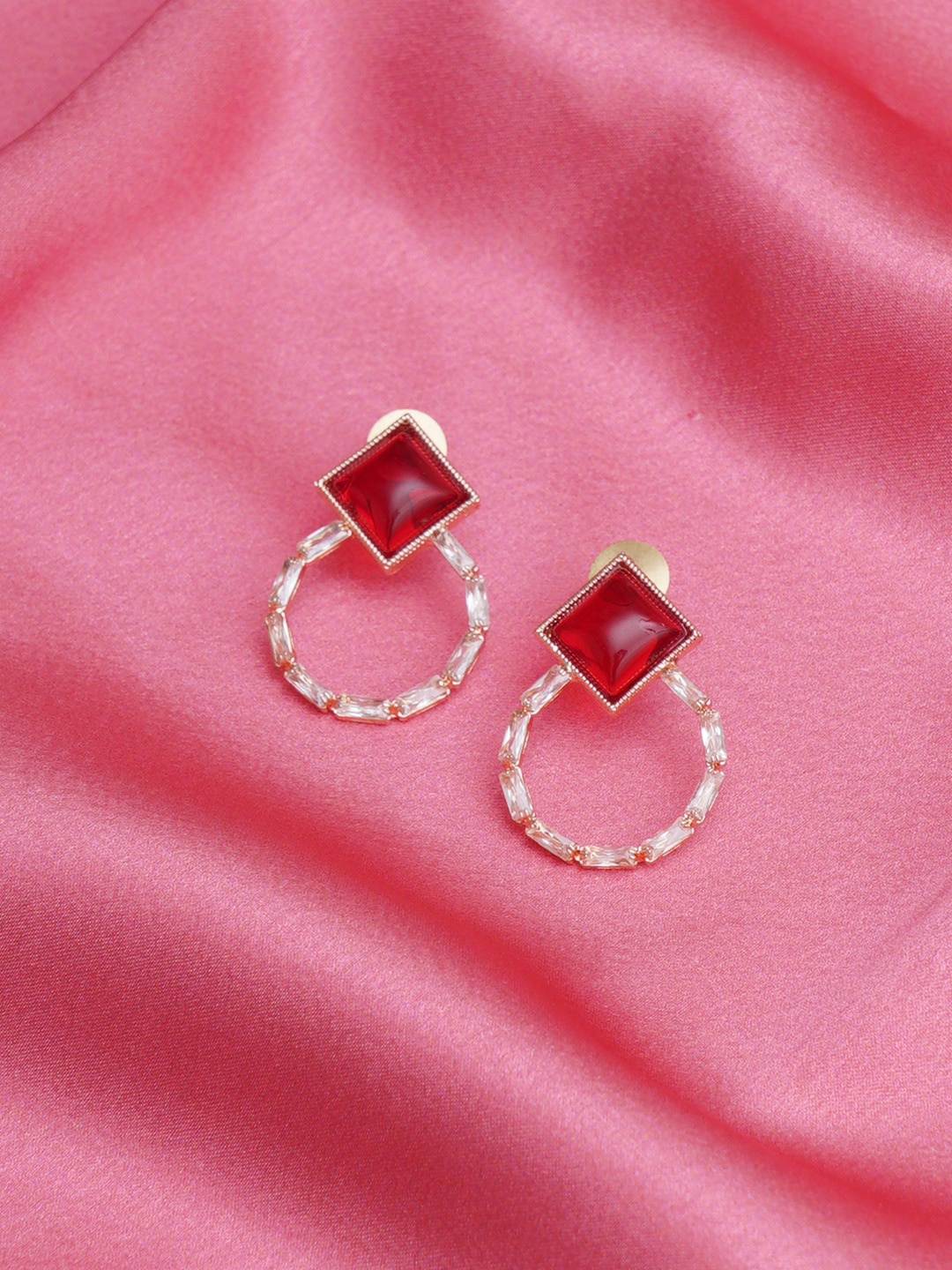 

Mali Fionna Mother of Pearl Studded Contemporary Drop Earrings, Gold