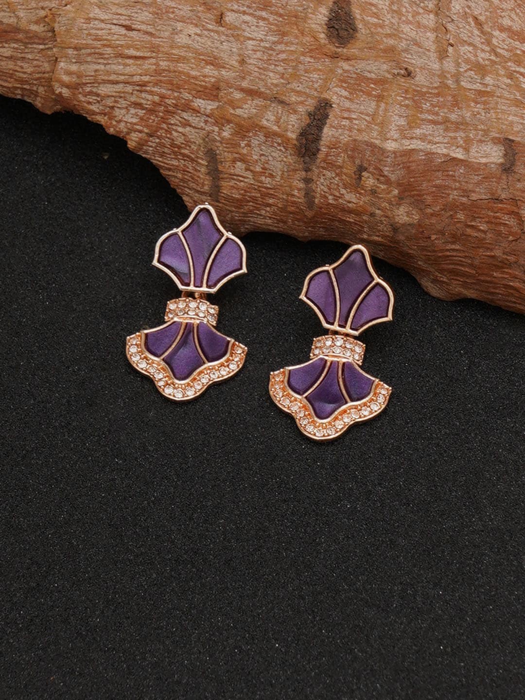 

Mali Fionna Rose Gold Plated Contemporary Drop Earrings