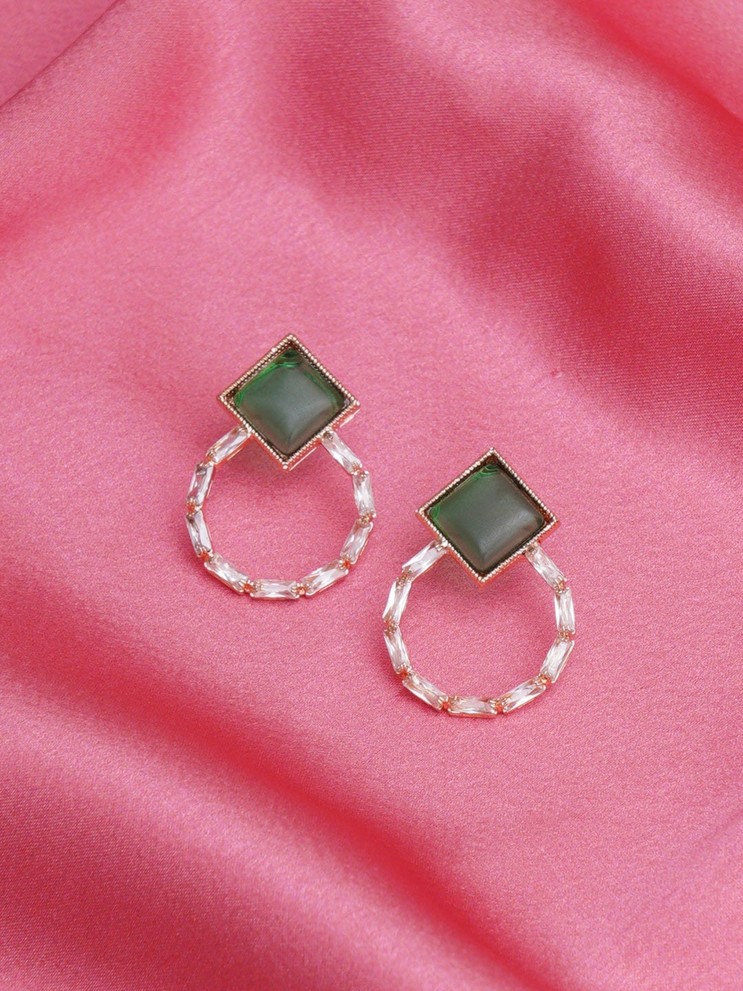 

Mali Fionna Mother of Pearl Studded Contemporary Drop Earrings, Gold