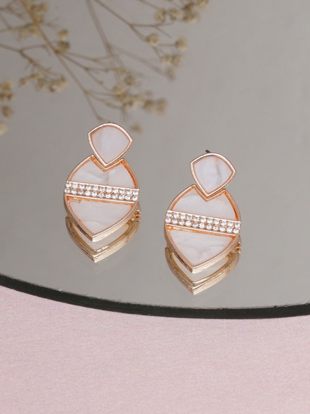 

Mali Fionna Rose Gold Plated Contemporary Drop Earrings