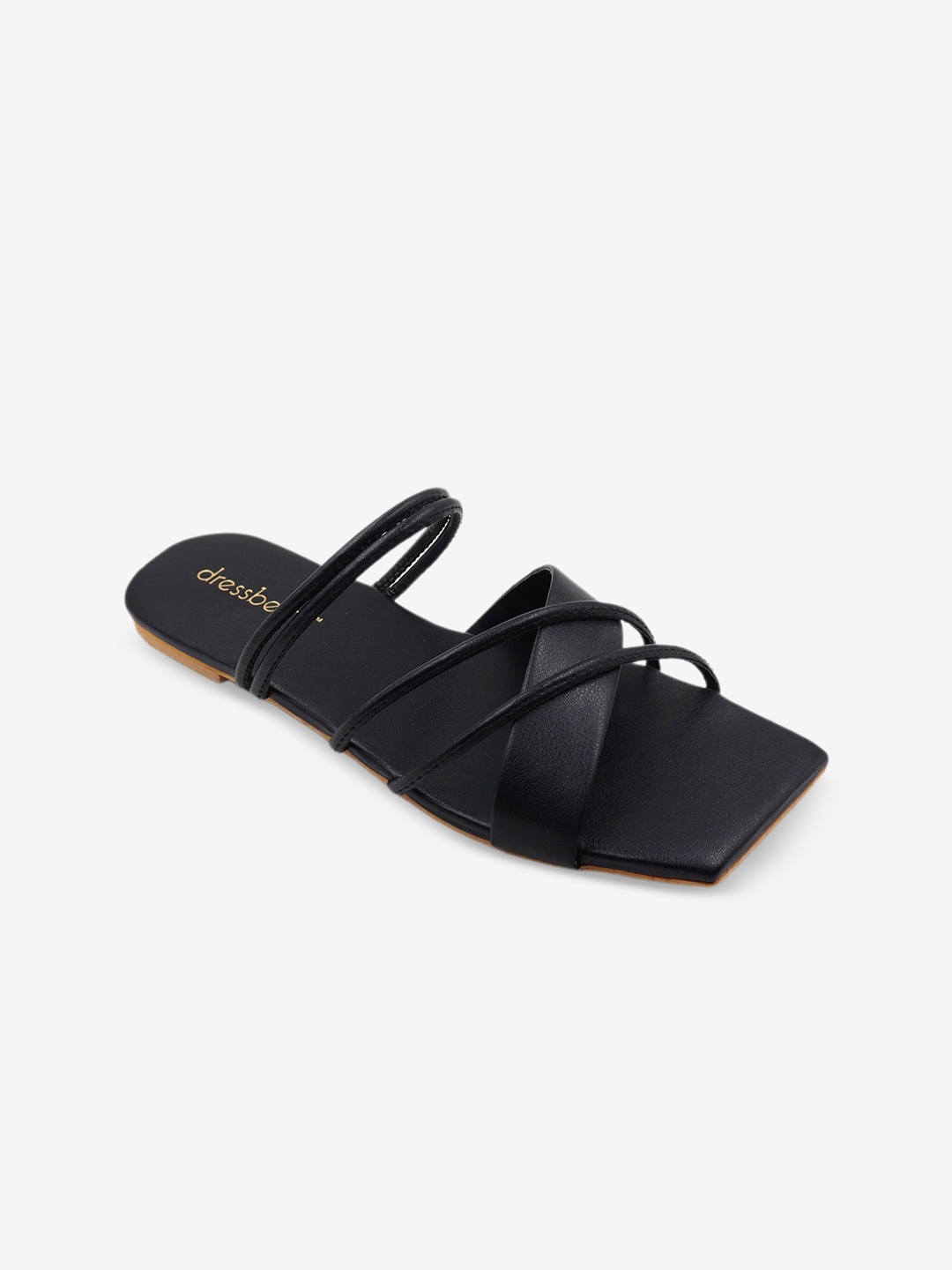 

DressBerry Black Strappy Open Toe Flats