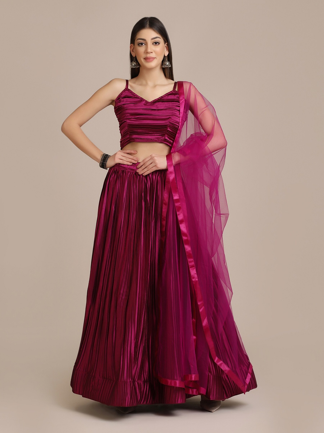 

Atsevam Semi-Stitched Lehenga & Unstitched Blouse With Dupatta, Purple