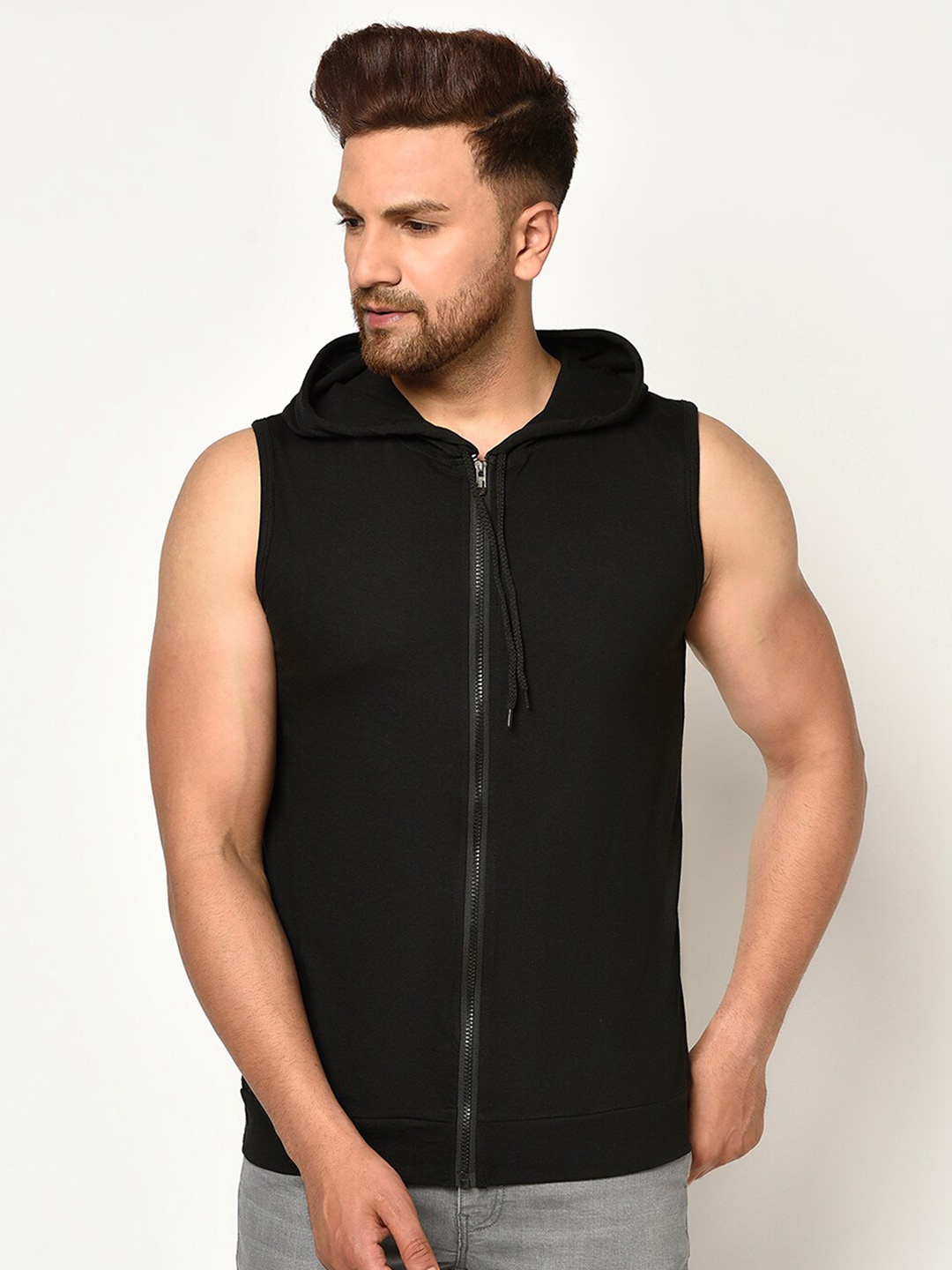 

GLITO Men Hooded Sleeveless Cotton Sweatshirt, Na