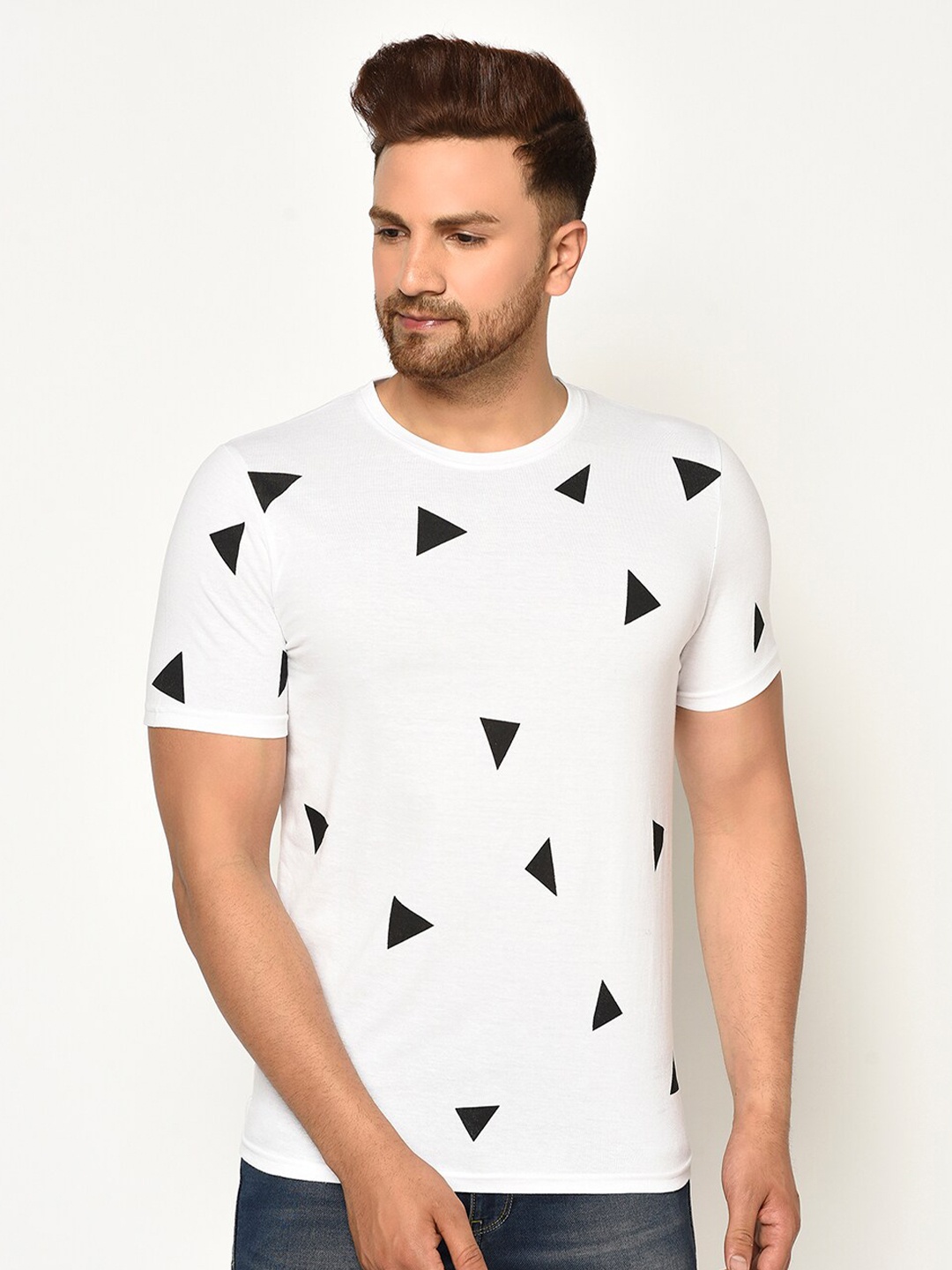 

GLITO Geometric Printed Cotton T-shirt, White