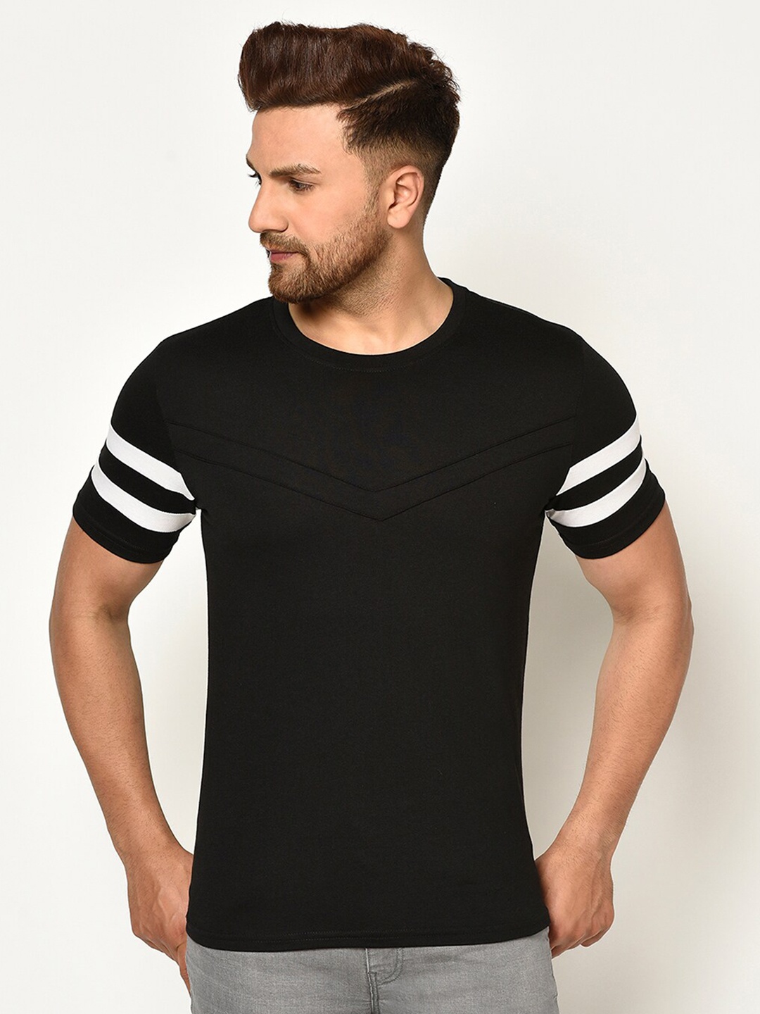 

GLITO Round Neck Cotton T-shirt, Black