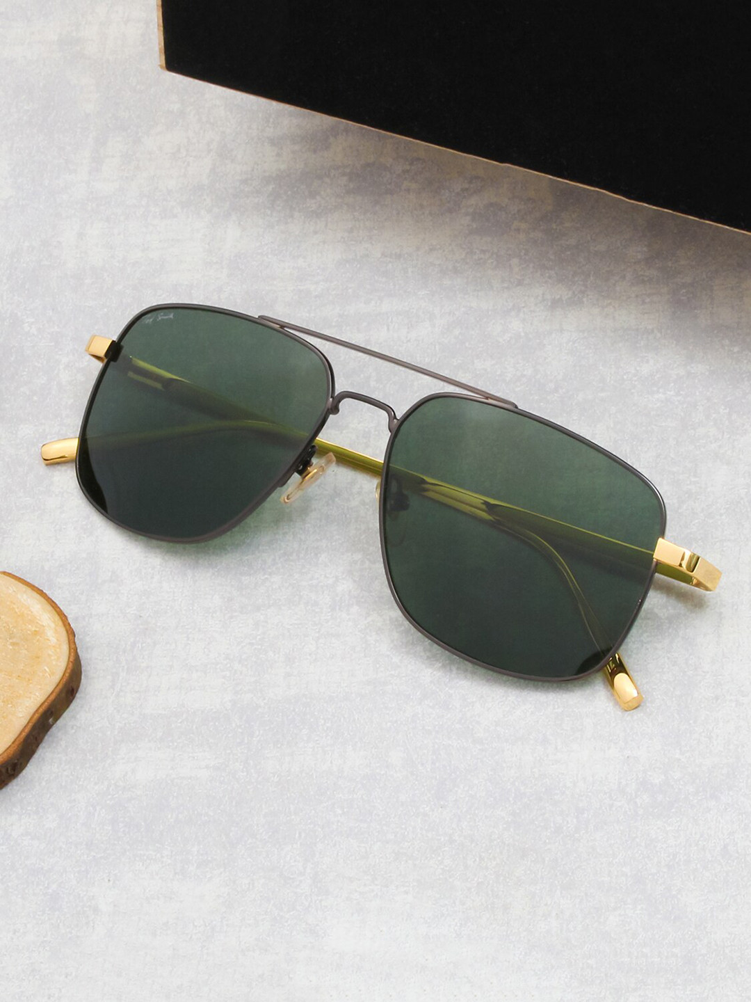 

Ted Smith Lens & Square Sunglasses With Polarised Lens HOLME1_SBSG, Green
