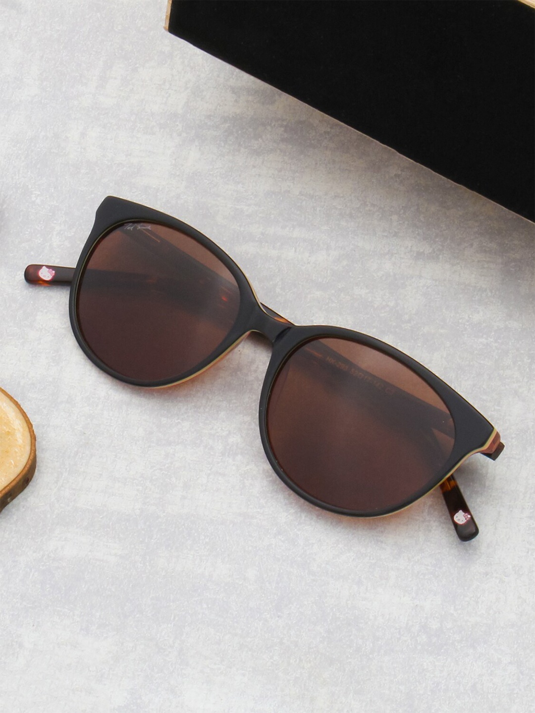 

Ted Smith Women Round Sunglasses with Polarised Lens QUIN_C3, Brown