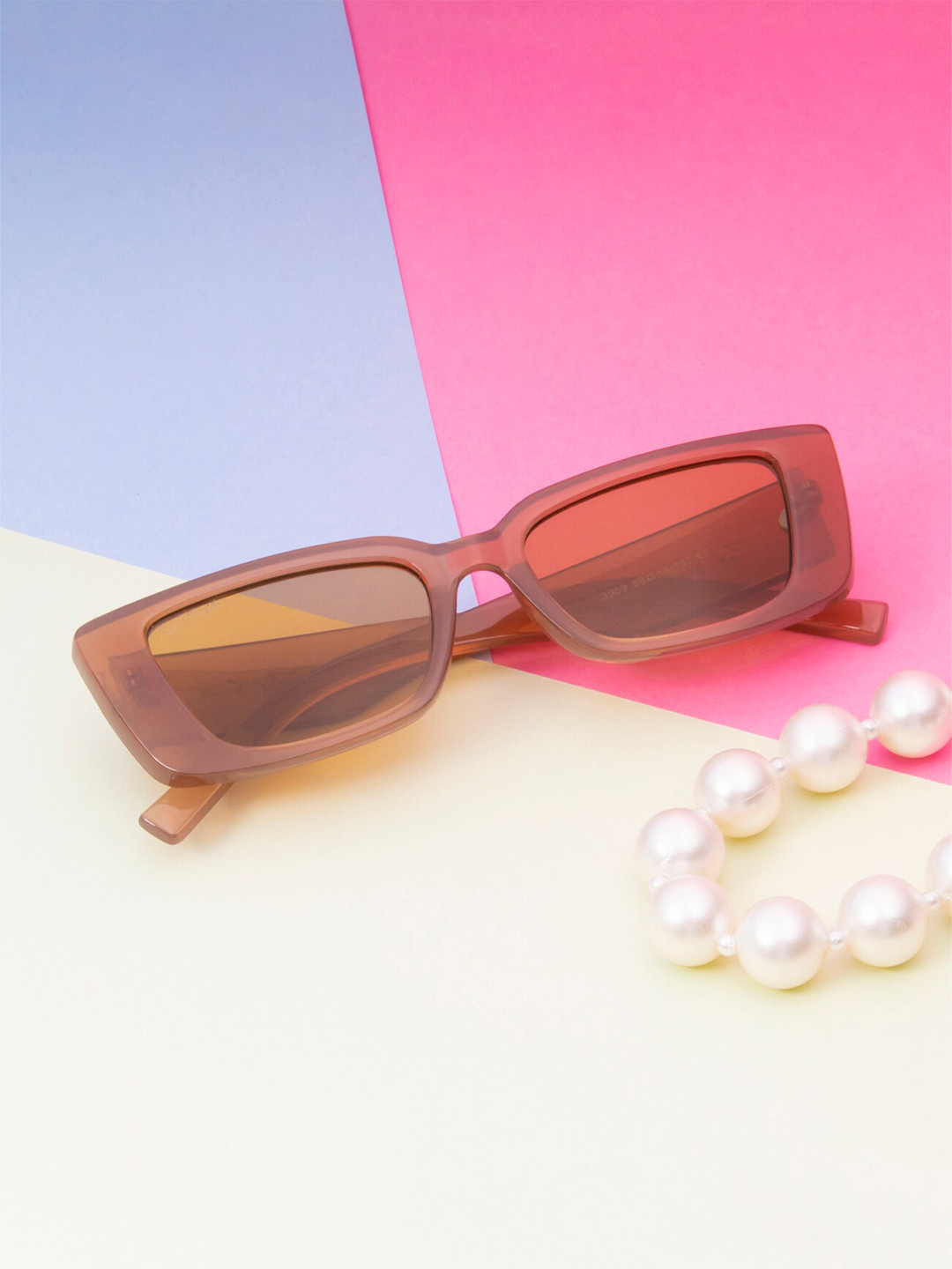 

Ted Smith Rectangle Sunglasses with UV Protected Lens TS-ICATCHY_NUDE, Brown