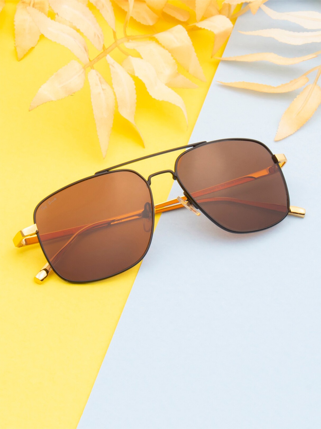 

Ted Smith Lens & Square Sunglasses With Polarised Lens HOLME 1_GLD-BRN, Brown