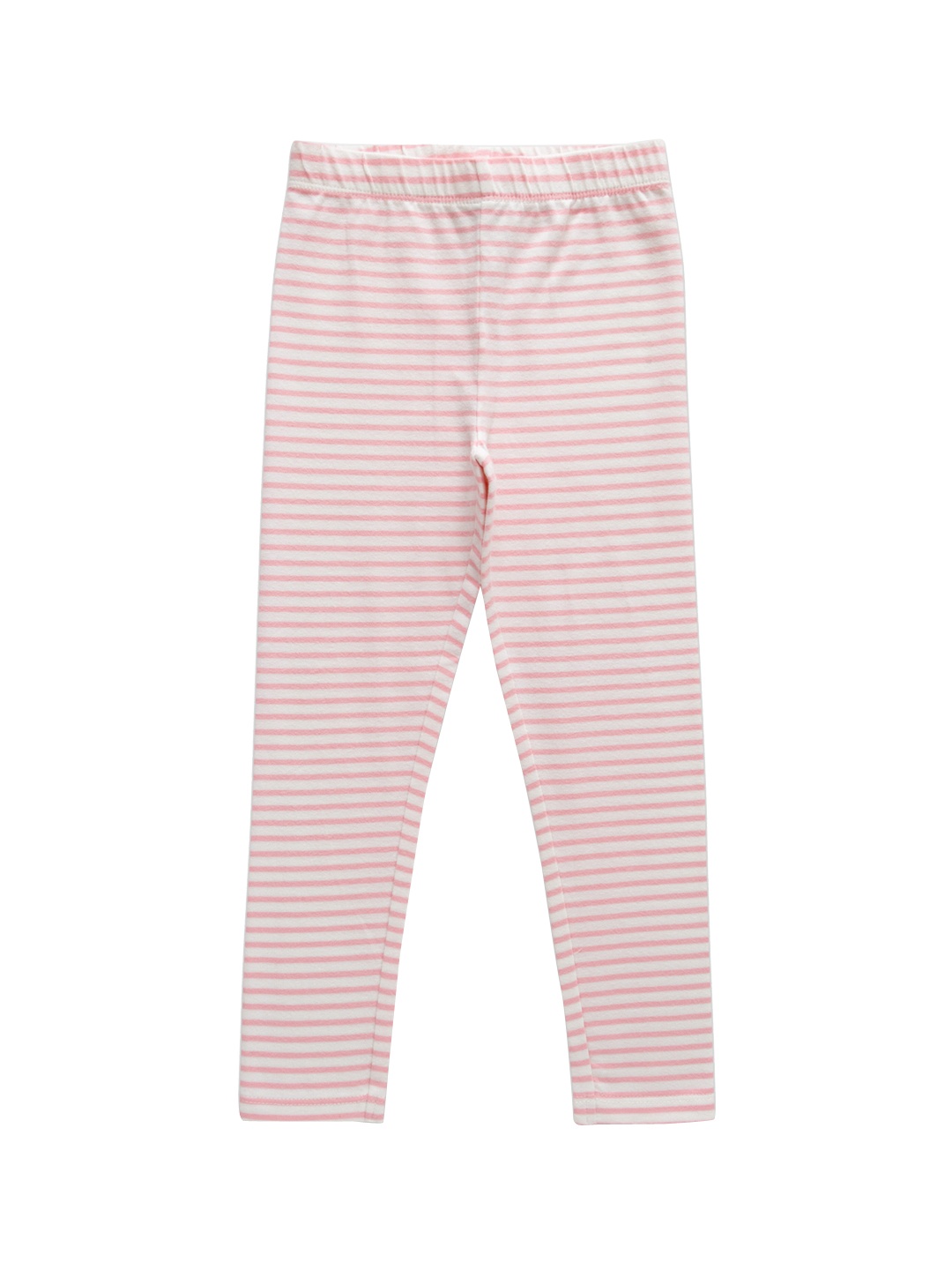 

JusCubs Girls Striped Cotton Churidar-Length Leggings, Pink