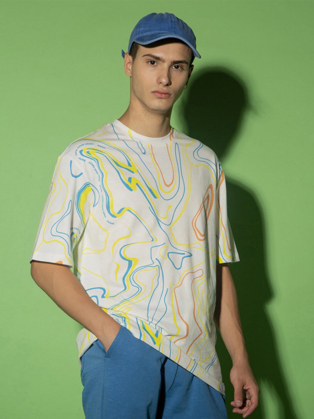 

Bewakoof Men Tie & Dye Oversized T-shirt, White