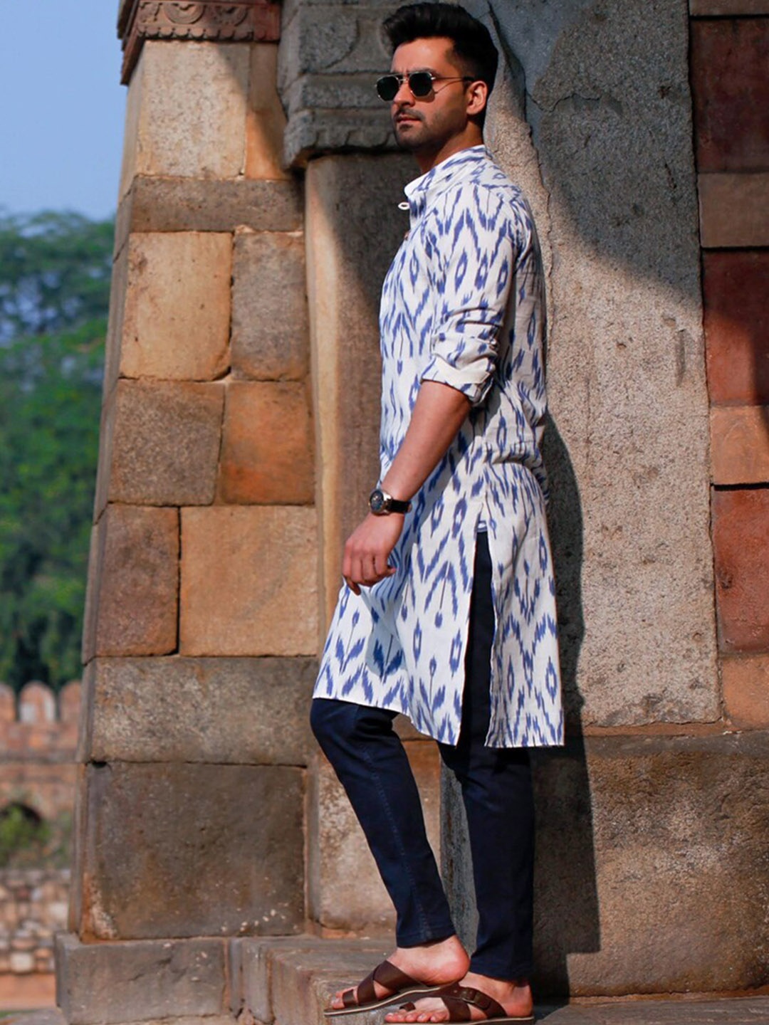 

INPE Mandarin Collar Straight Kurta, Cream