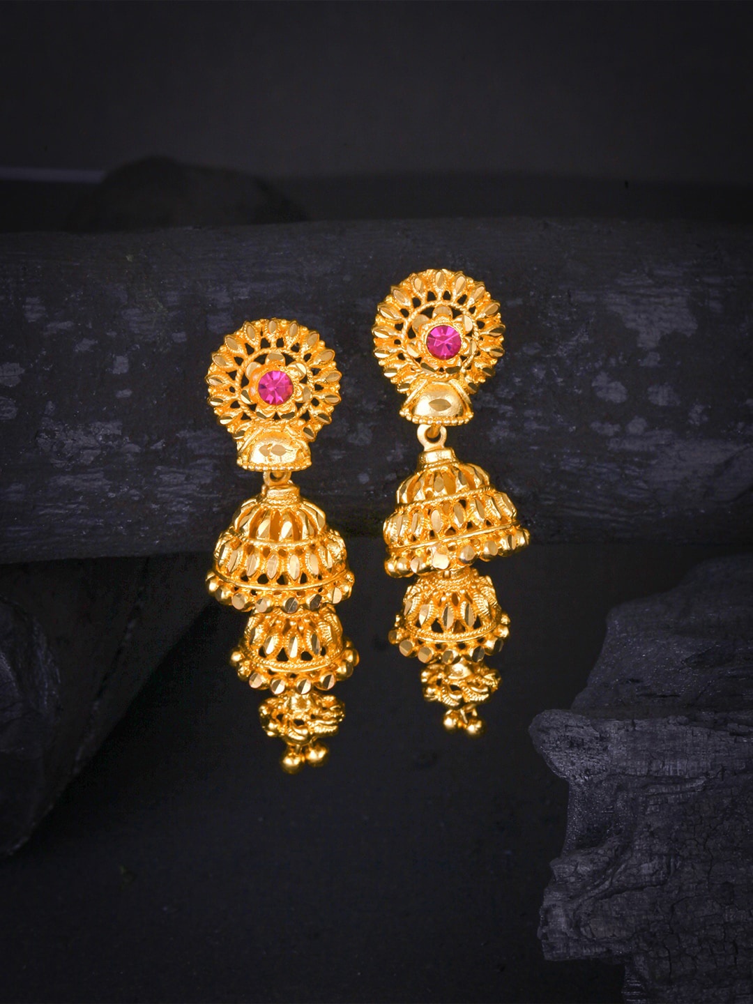 

MEENAZ Gold-Plated Dome Shaped Jhumkas