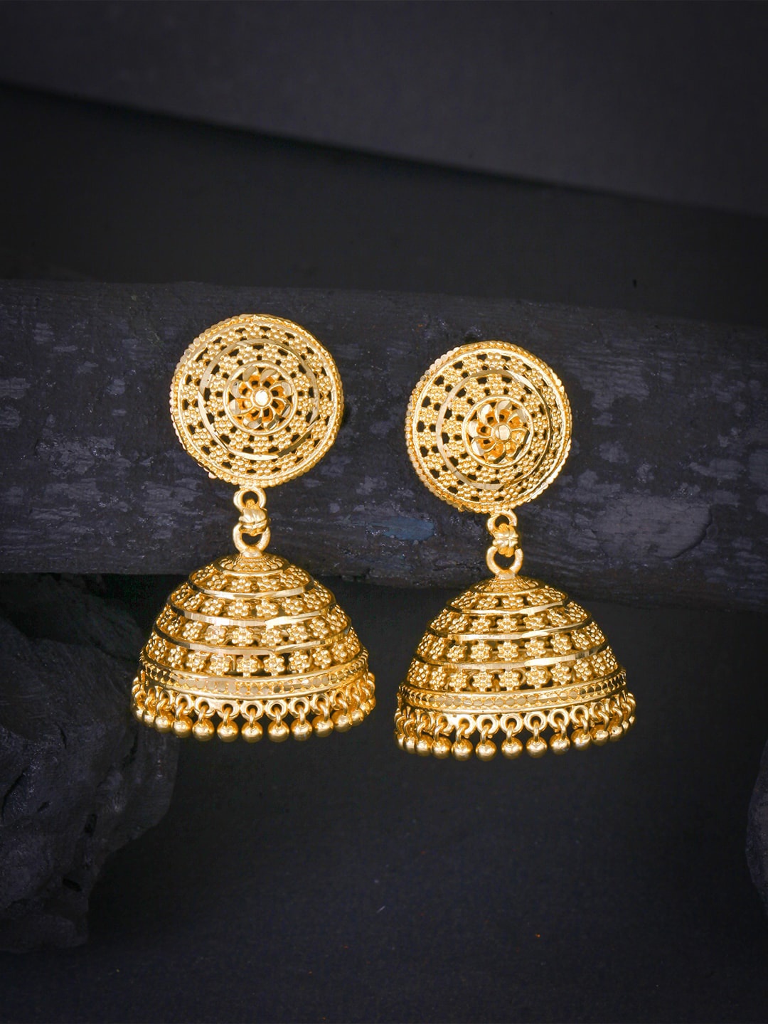 

MEENAZ Gold-Plated Dome Shaped Jhumkas