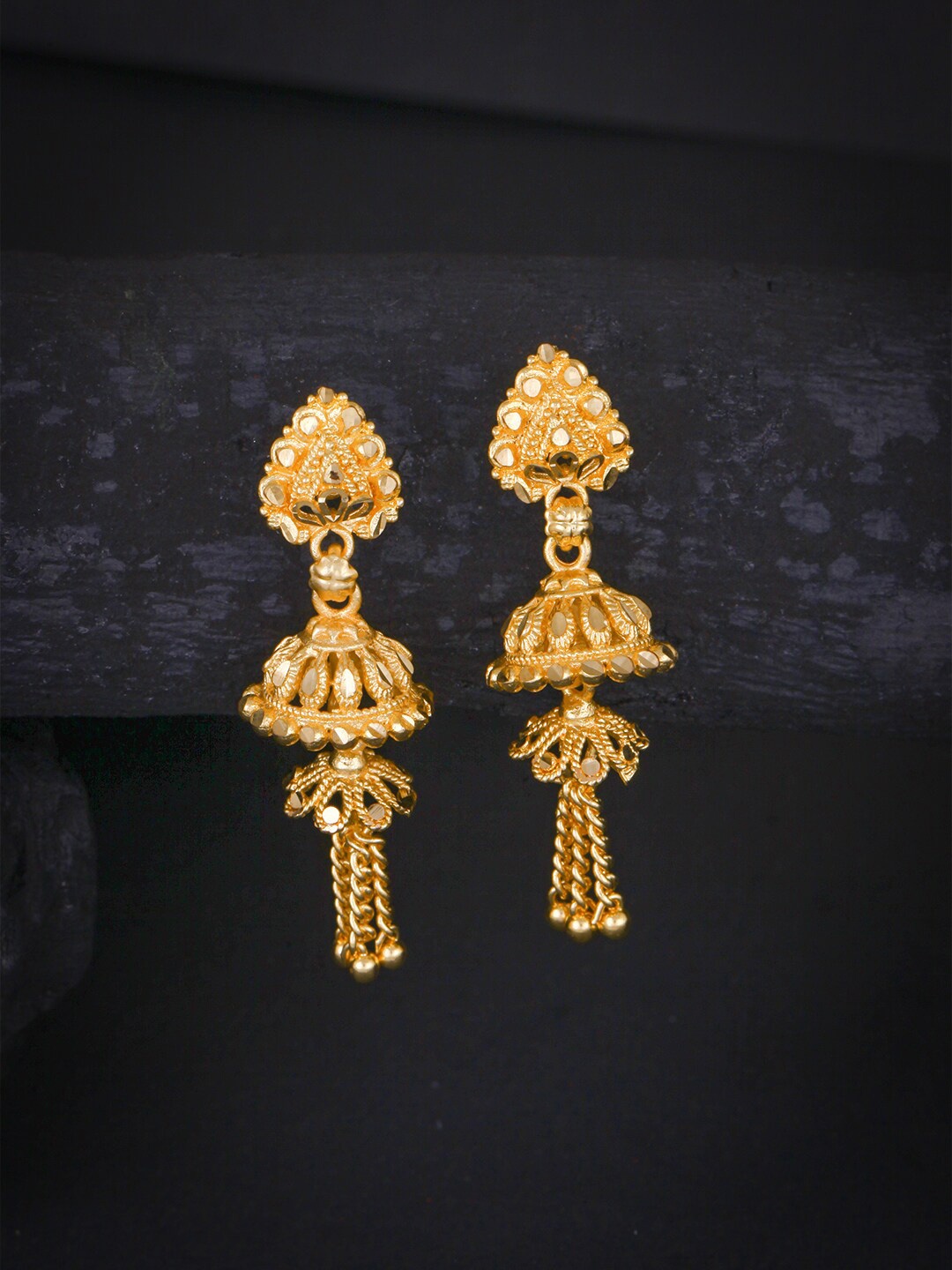 

MEENAZ Gold-Plated Tasselled Jhumkas Earrings