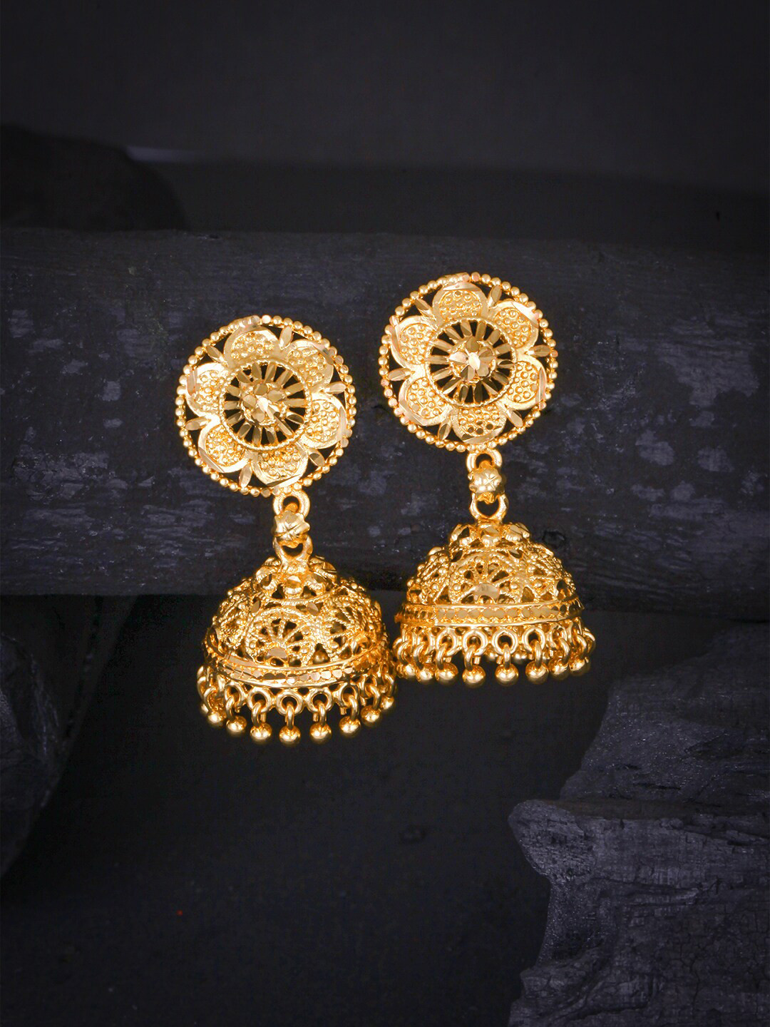 

MEENAZ Gold-Plated Dome Shaped Jhumkas