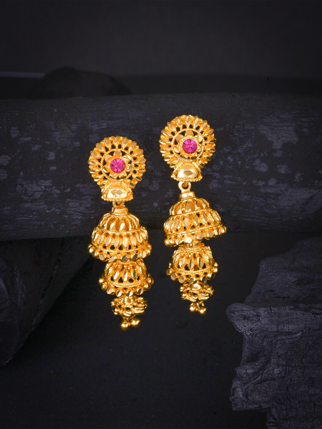 

MEENAZ Gold-Plated Contemporary Jhumkas