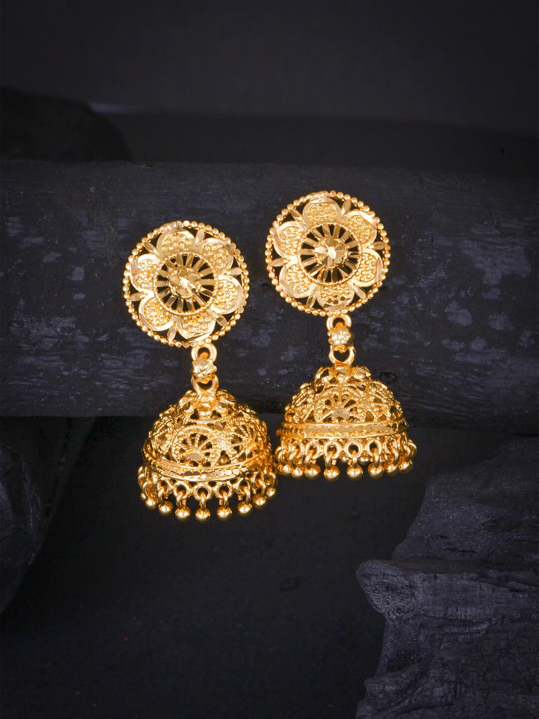 

MEENAZ Gold-Plated Dome Shaped Jhumkas