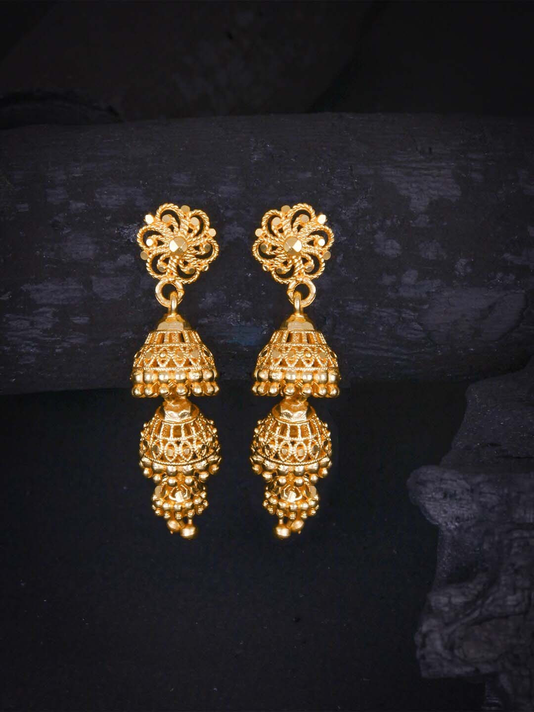 

MEENAZ Gold-Plated Layered Dome Shaped Jhumkas