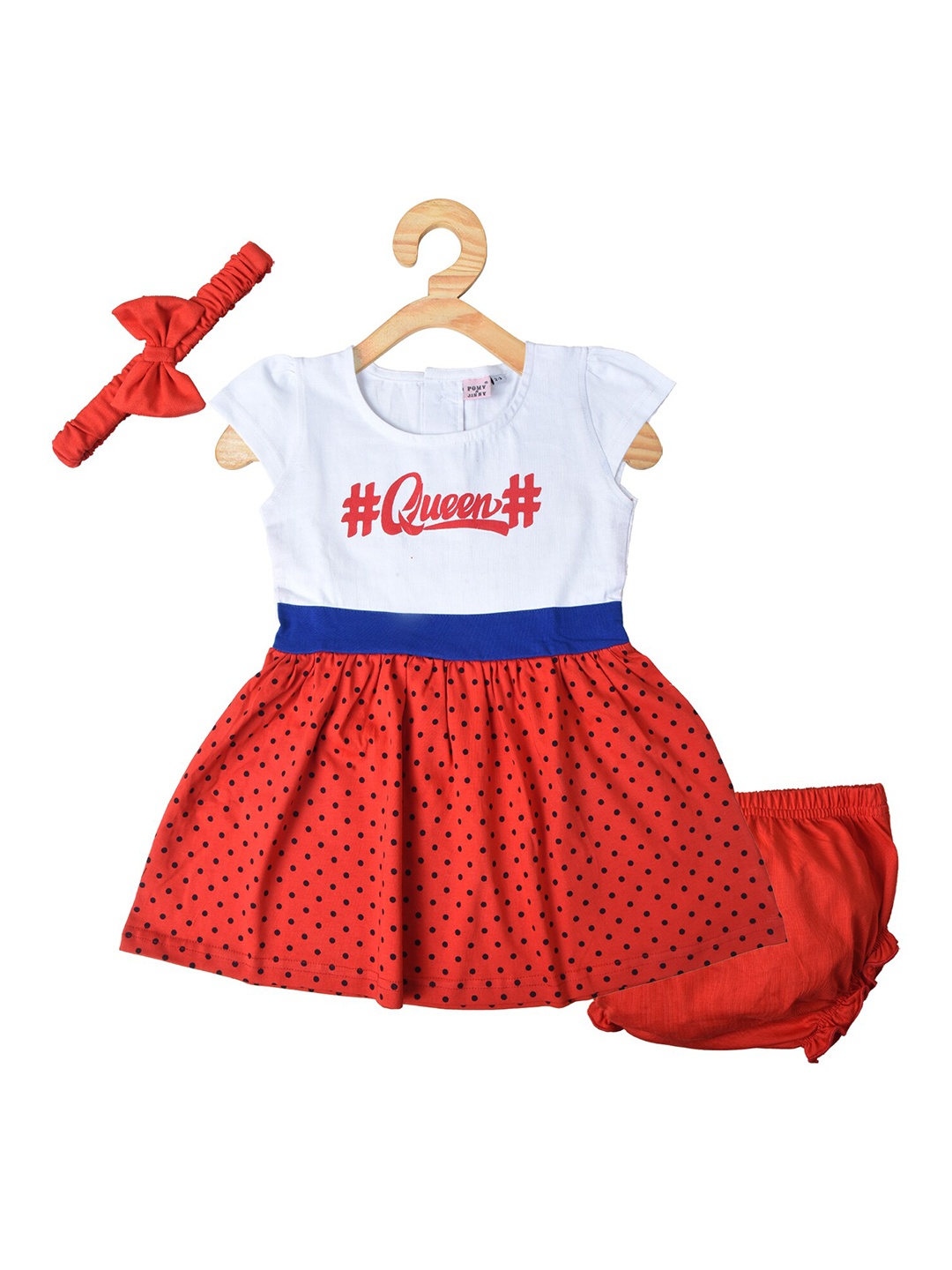 

POMY & JINNY Infants Girls Printed Pure Cotton Tunic with Shorts, Red