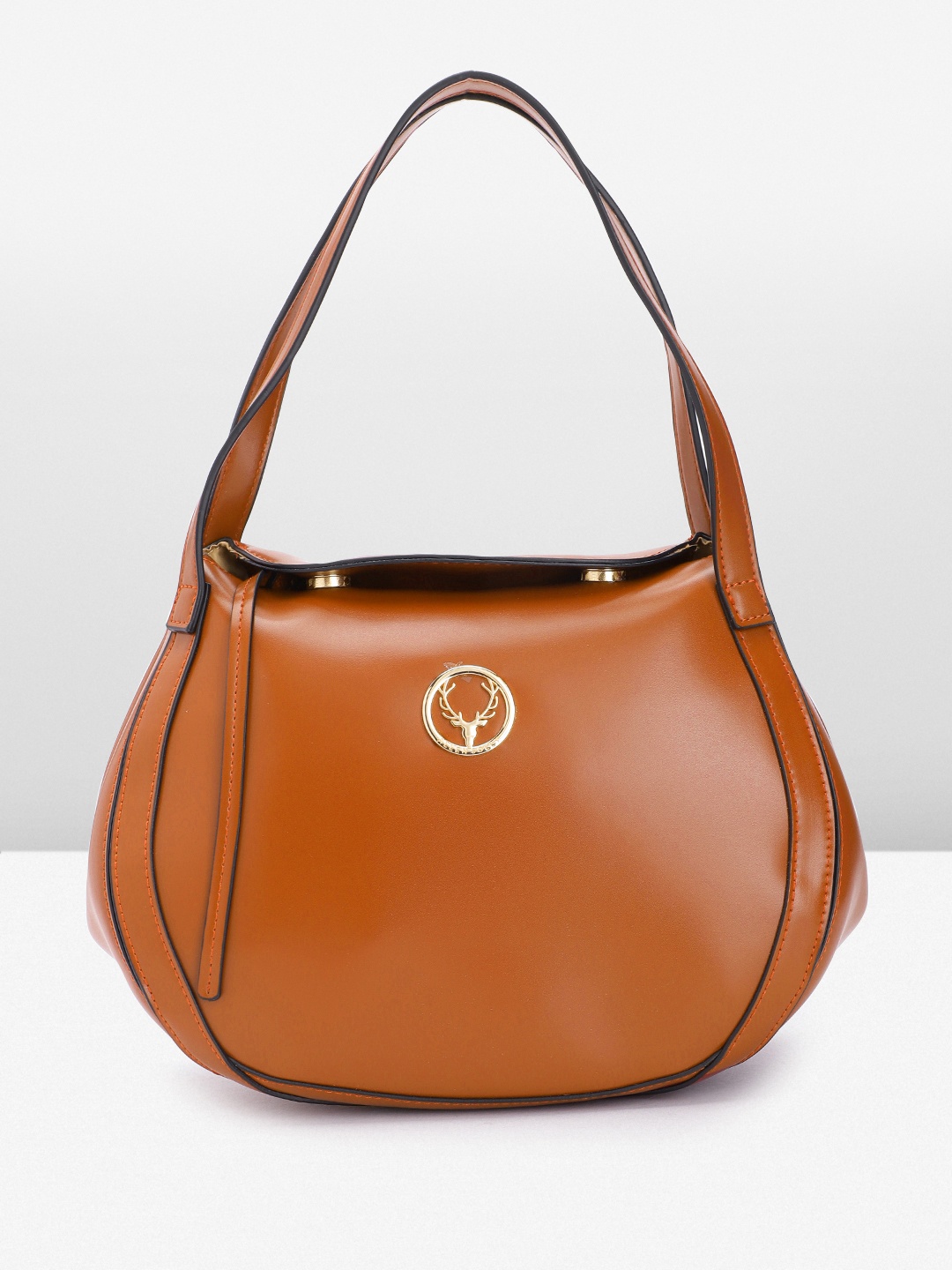 

Allen Solly Solid Structured Handheld Bag, Tan