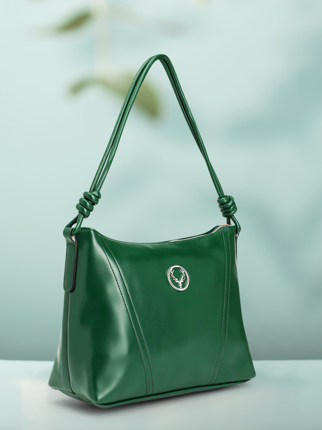 

Allen Solly Solid Structured Shoulder Bag, Green