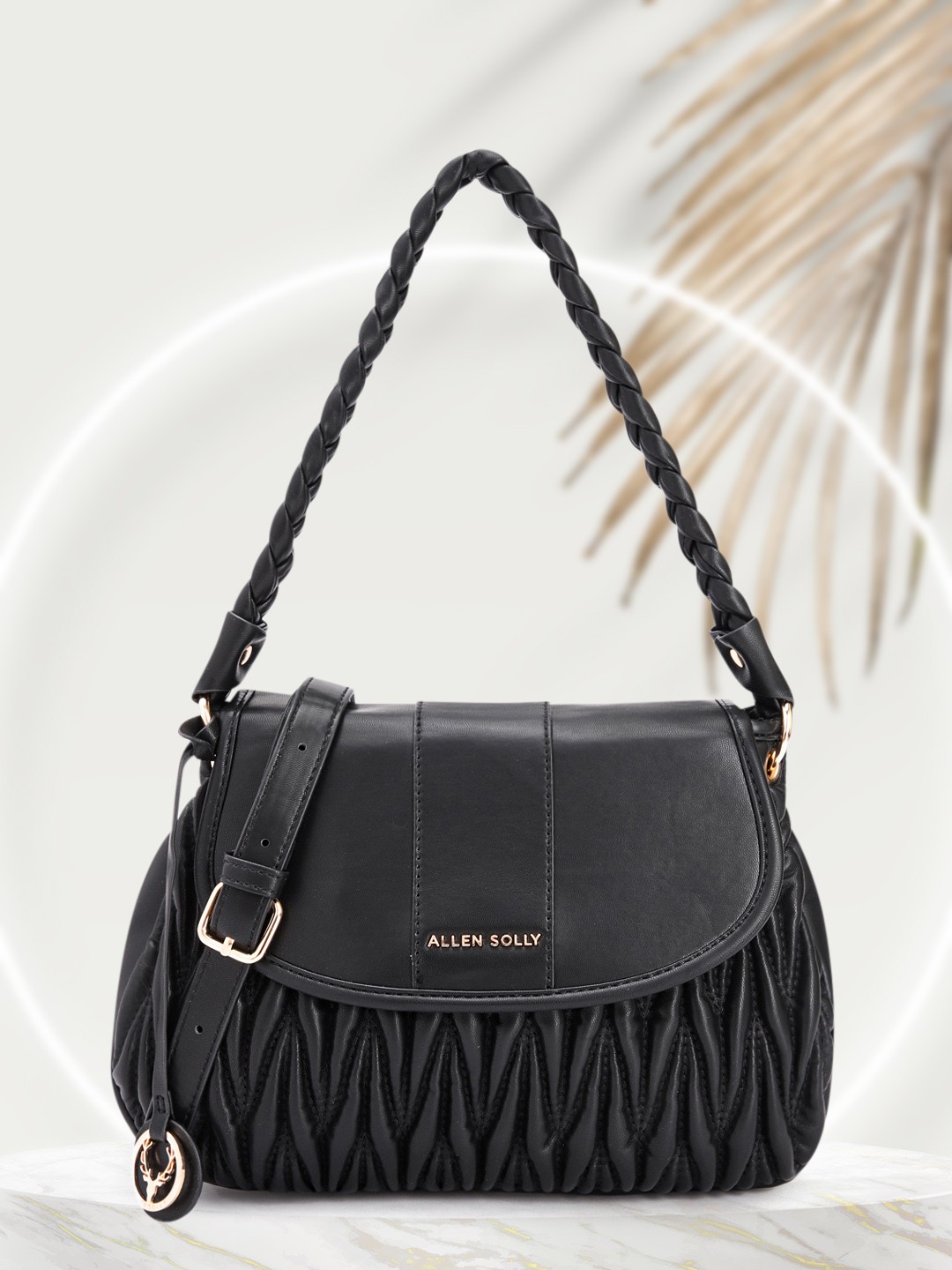

Allen Solly Abstract Textured Structured Shoulder Bag, Black