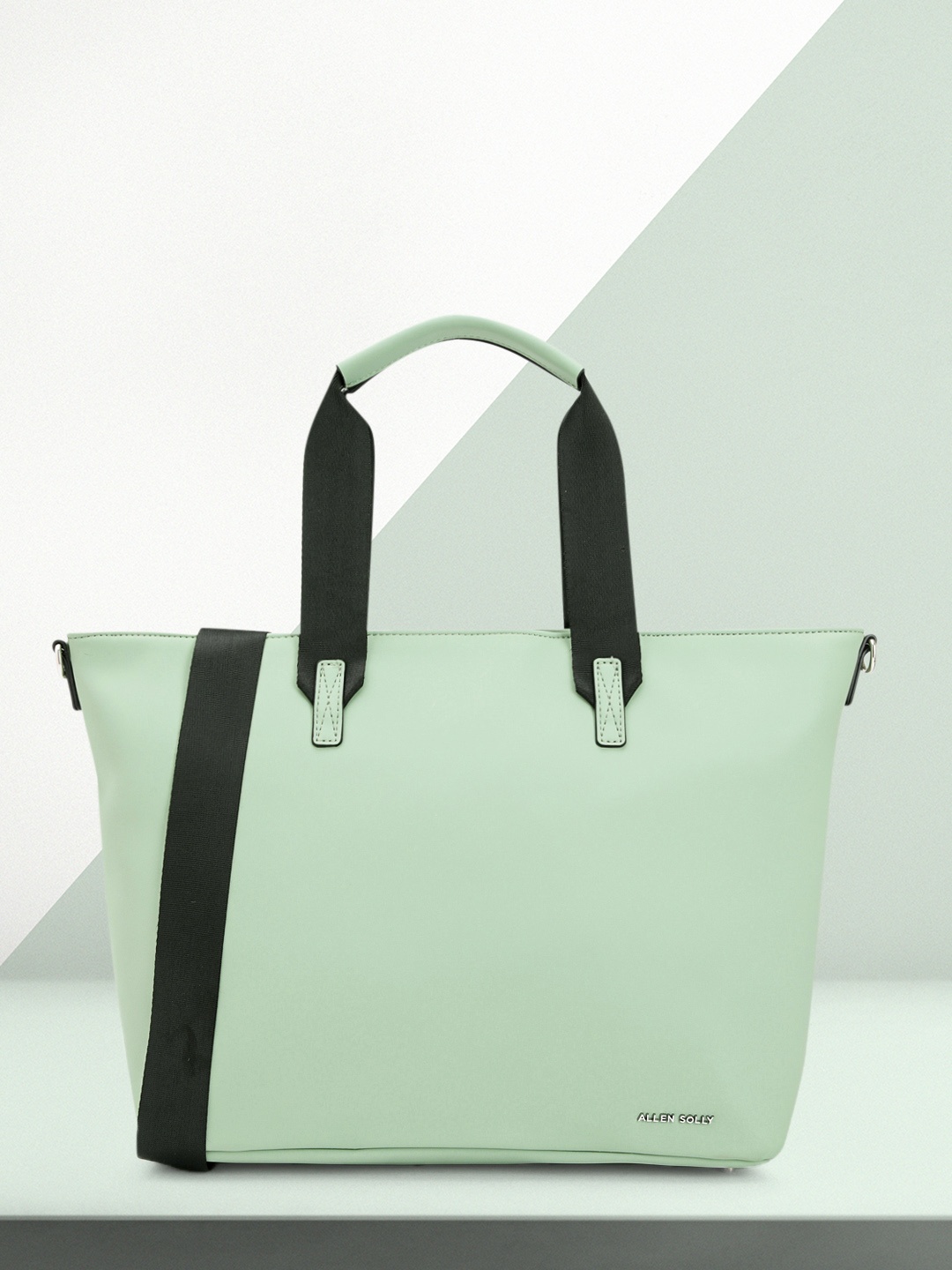 

Allen Solly Solid PU Structured Laptop Handheld Bag, Green