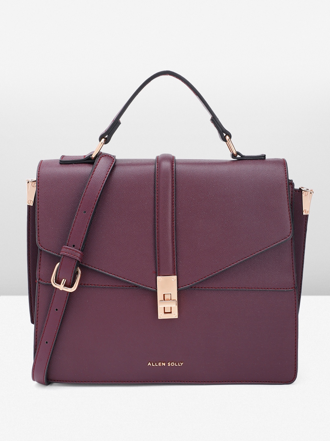 

Allen Solly Abstract Textured Structured Satchel, Burgundy