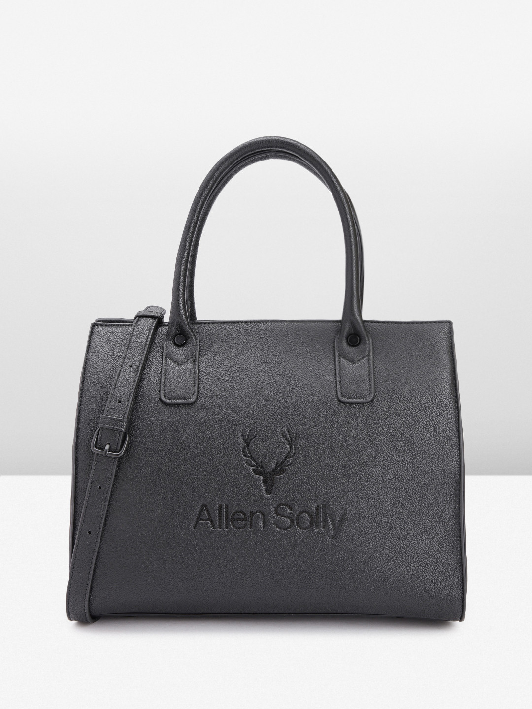 

Allen Solly Abstract Textured Brand Logo Debossed Handheld Bag, Black