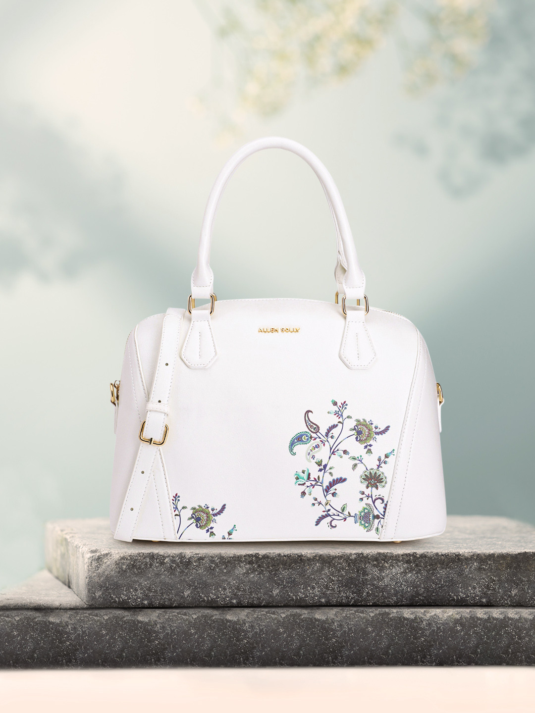 

Allen Solly Floral Printed Handheld Bag, White