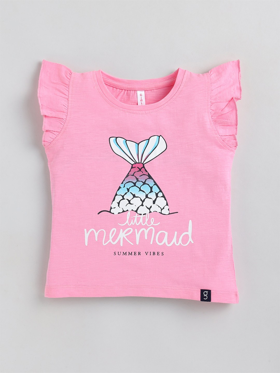 

Ginie Girls Pink Typography Printed T-shirt