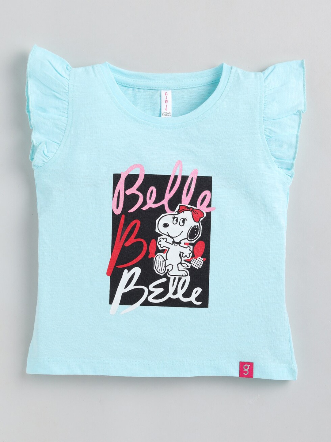 

Ginie Girls Blue Typography Printed Applique T-shirt