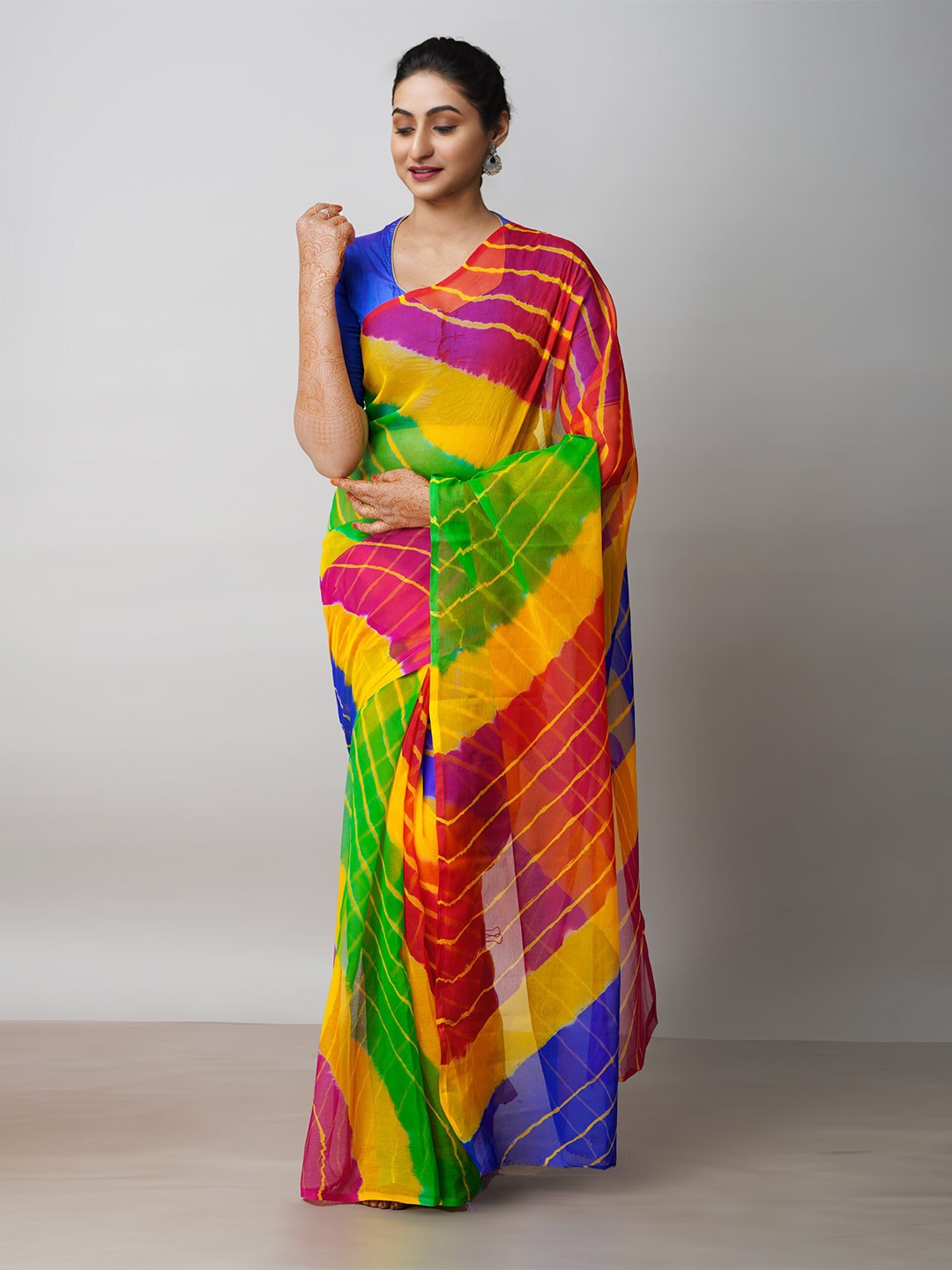 

Unnati Silks Tie & Dye Leheriya Saree, Blue