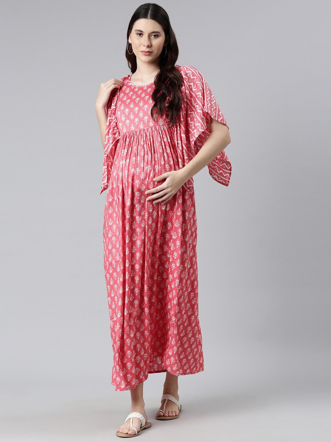 

GOLDSTROMS Floral Printed Maxi Maternity Nightdress, Pink