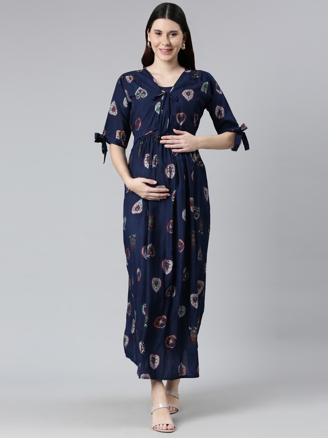 

GOLDSTROMS Floral Printed Maternity Nightdress, Navy blue