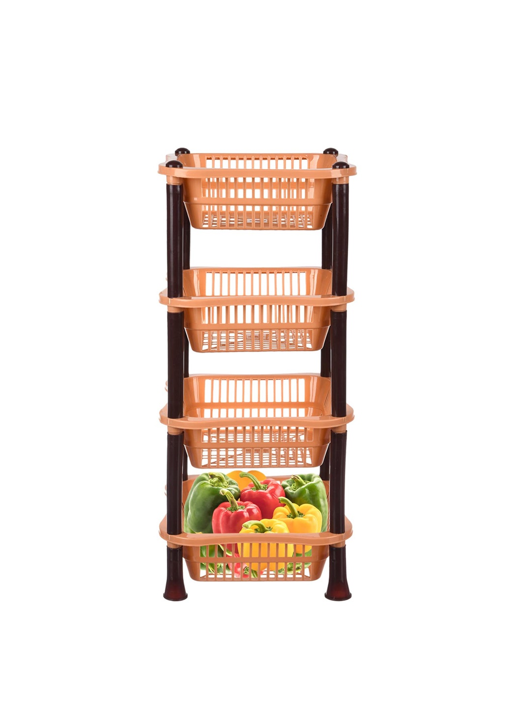 

Kuber Industries Brown Pink 4 Layer Fruit & Vegetable Basket