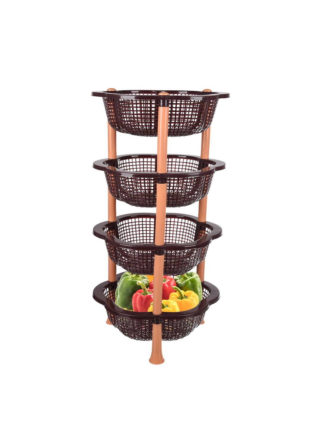 

Kuber Industries Brown 4 Layer Fruit & Vegetable Basket