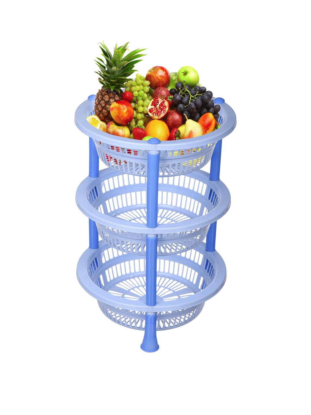 

Kuber Industries Blue 3 Layer Fruit & Vegetable Basket