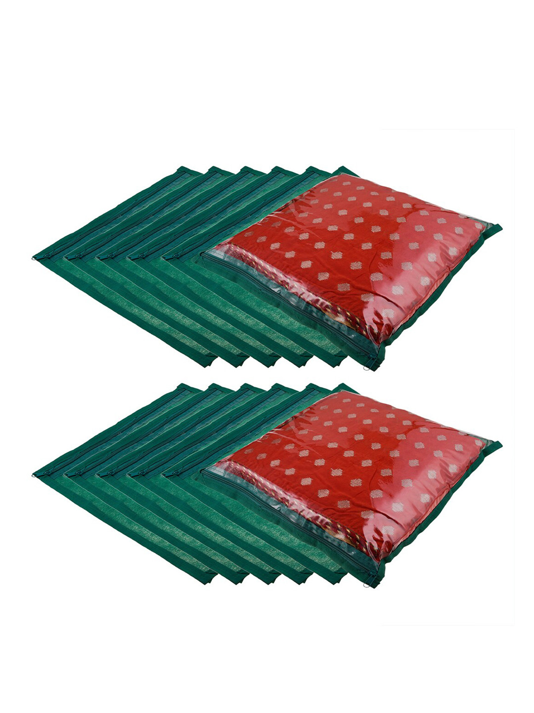 

Kuber Industries Green 12 Pieces Printed Multi-Utility Organisers