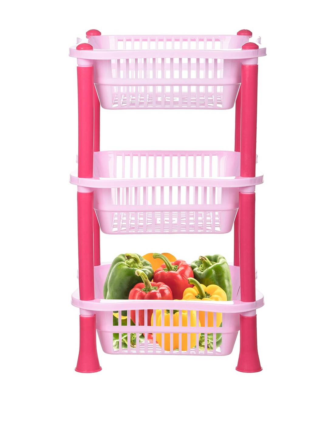 

Kuber Industries Pink 3 Layer Square Storage Basket